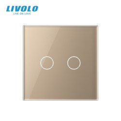 Plaque 2 boutons - Livolo champagne