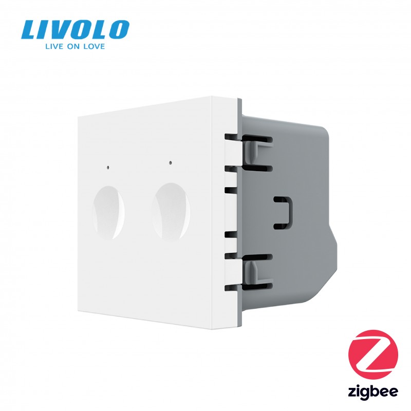Interrupteur tactile à impulsion port de contact sec Zigbee 2 boutons /1  voie Blanc